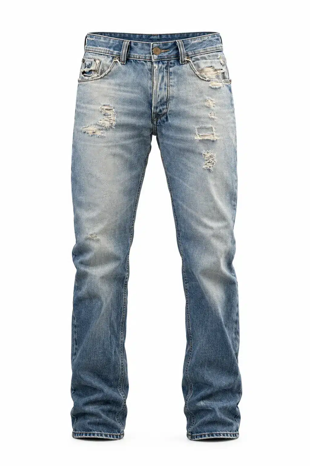 Jean Denim cuir grainé bleu clair Vinseye-influensse