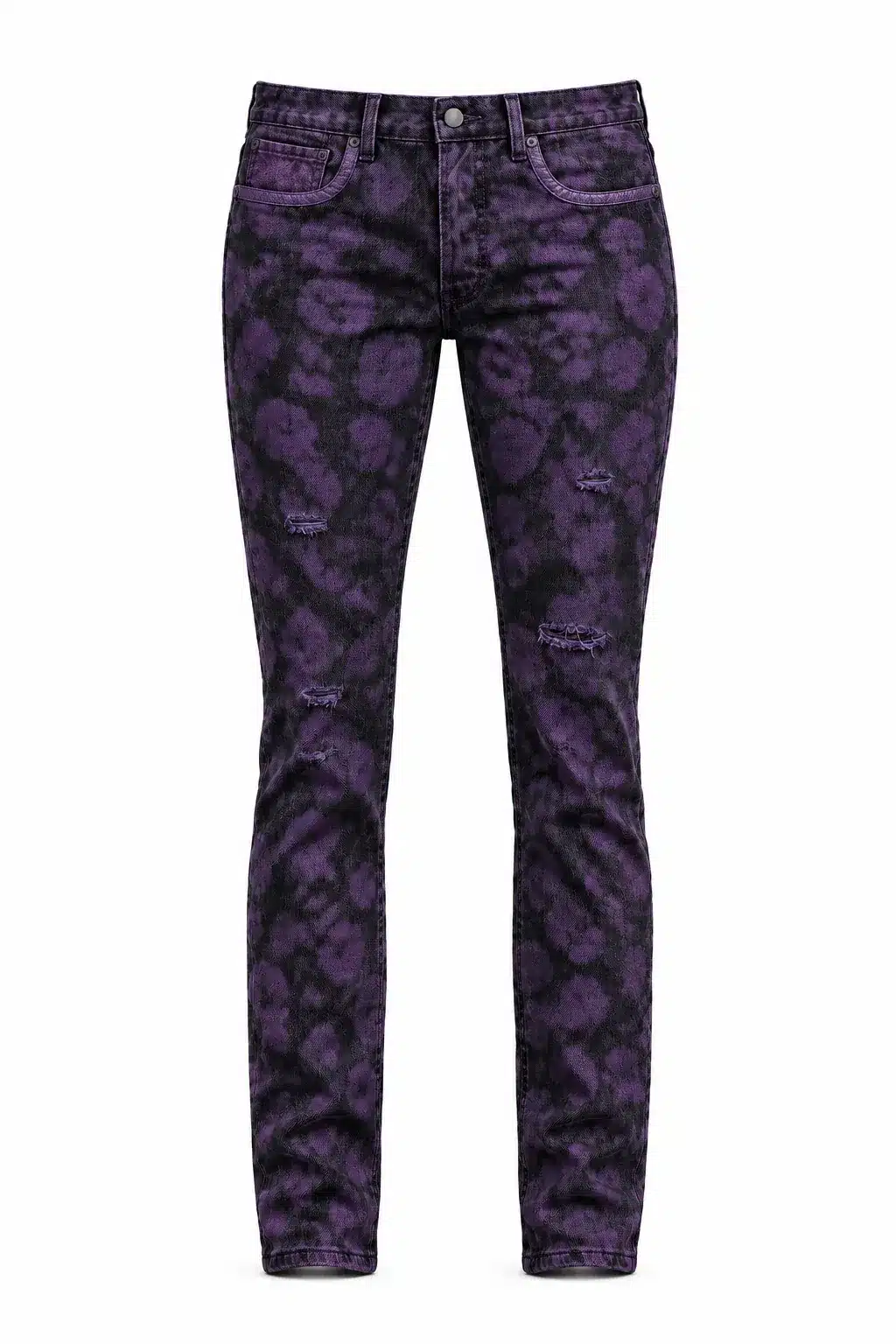 Jean Femme Denim luxe embossé cuir noir violet Vinseye-influensse