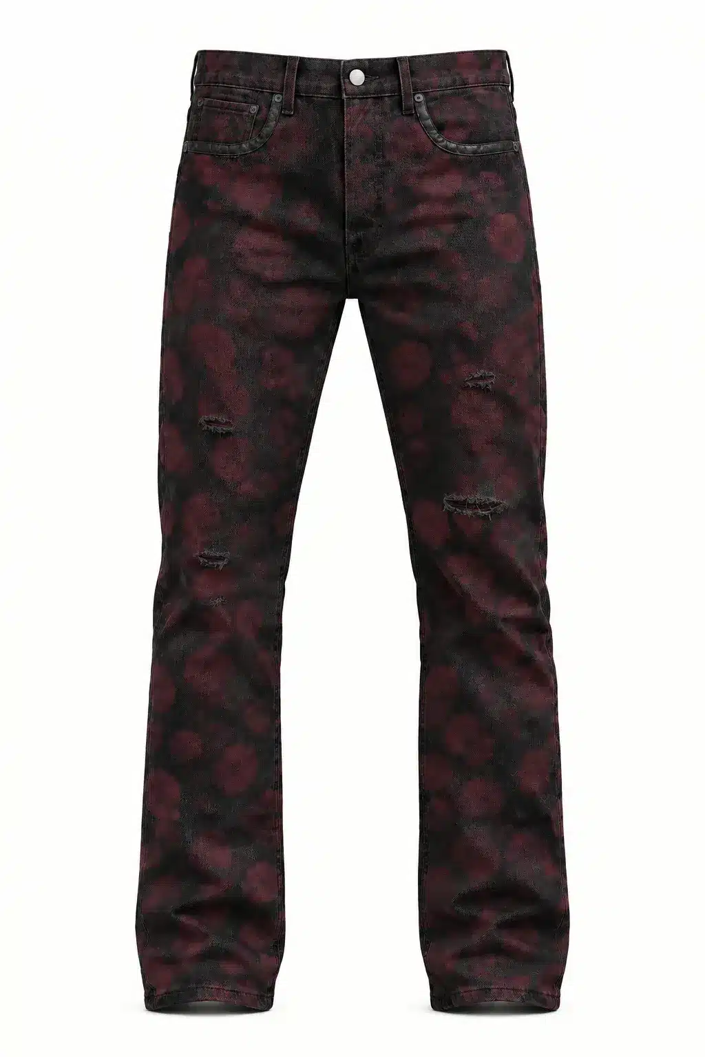 Jean Denim logo embossé cuir noir bordeaux Vinseye-influensse