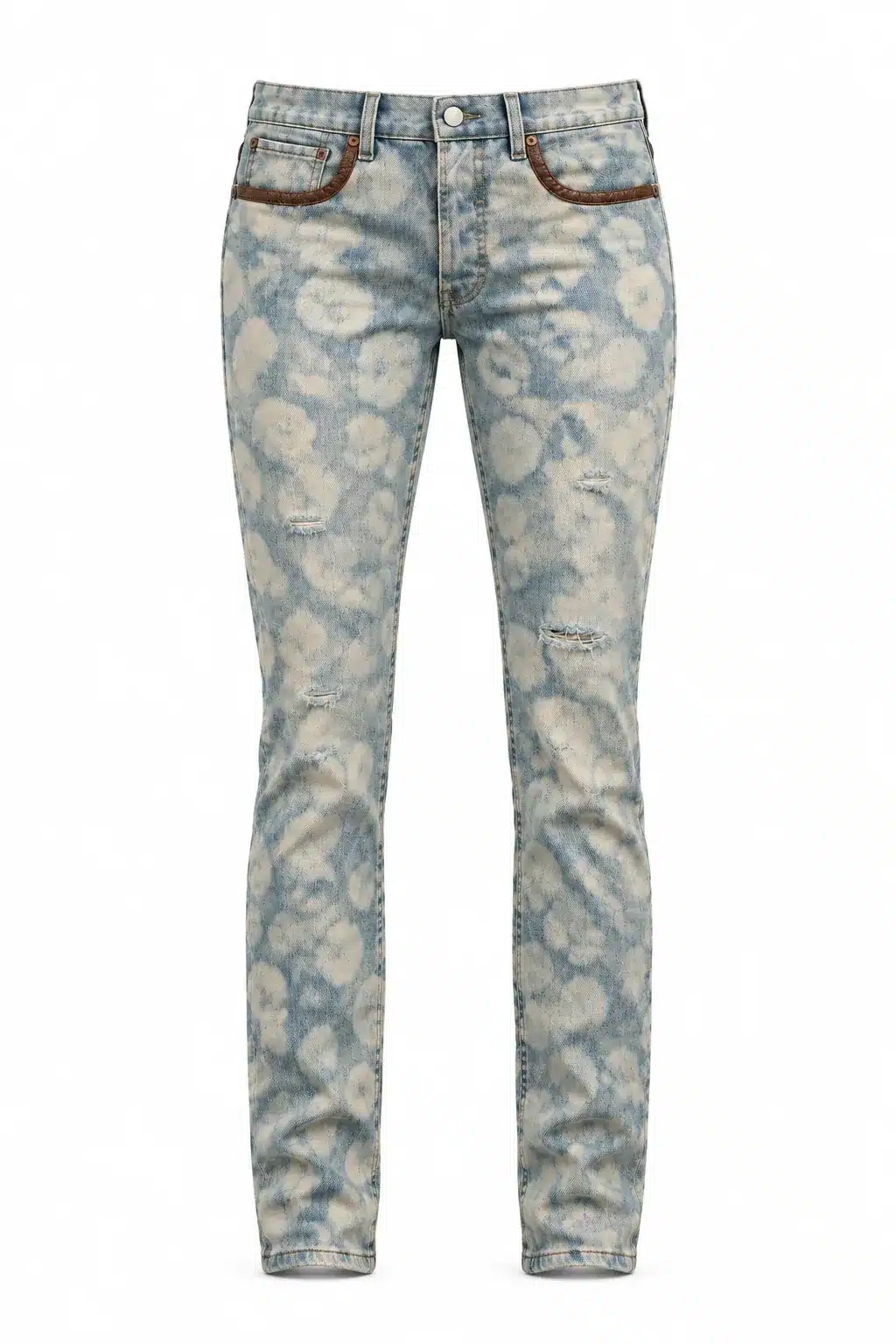 Jean Femme Denim luxe embossé cuir leopard bleu ciel Vinseye-influensse