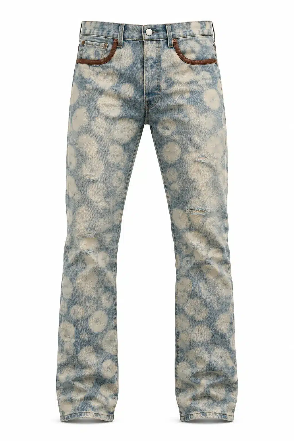 Jean Denim cuir grainé leopard bleu ciel Vinseye-influensse