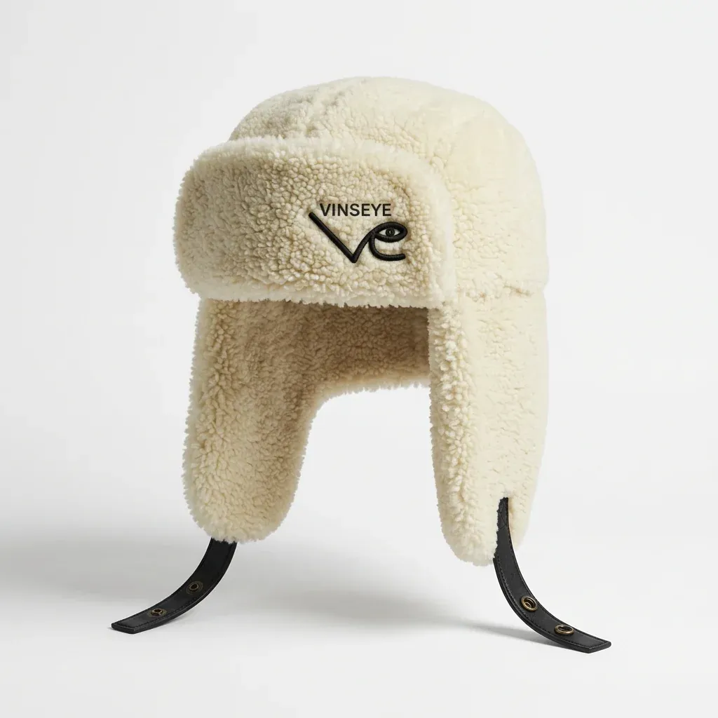 Chapka en peau de mouton blanc cassé Vinseye-influensse