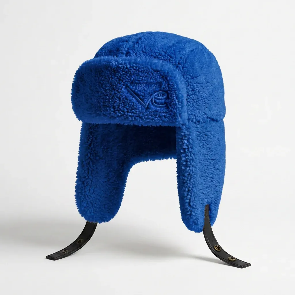 Chapka en peau de mouton bleu royal Vinseye-influensse